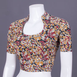 Yellow Handblock Printed Cotton Blouse 10069785 - Avishya