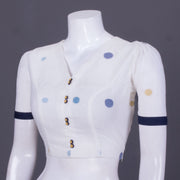 White Jamdani Cotton Blouse 10069792 - Avishya