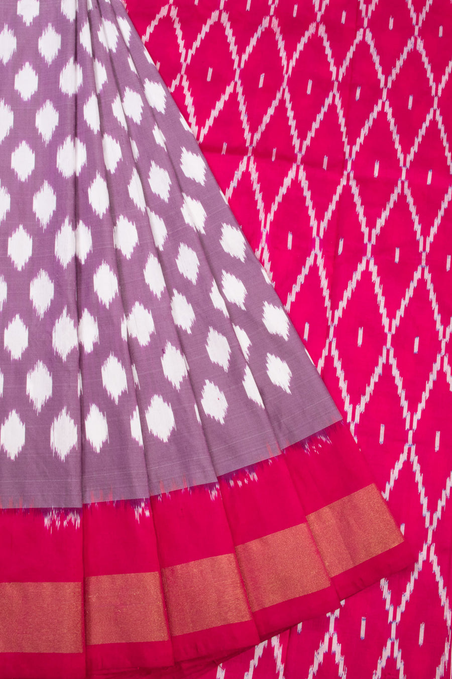 Lavender Handloom Pochampally Ikat Silk Saree 10069823