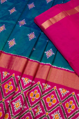 Universal Size Blue Ikat Pattu Pavadai Material 10069825