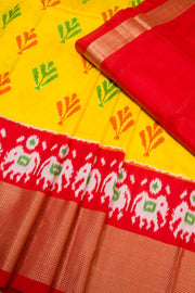 Universal Size Yellow Ikat Pattu Pavadai Material 10069827