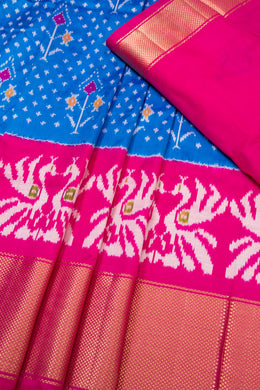 Universal Size Blue Ikat Pattu Pavadai Material 10069828