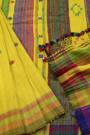 Yellow Handloom Bhujodi Tussar Cotton Saree 10069838 - Avishya