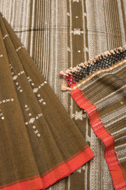 Green Handloom Bhujodi Tussar Cotton Saree 10069840 - Avishya