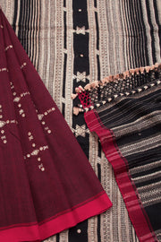 Maroon Handloom Bhujodi Tussar Cotton Saree 10069843 - Avishya