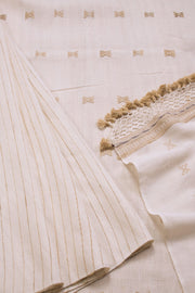 White Handloom Bhujodi Cotton Saree 10069846 Success - Avishya