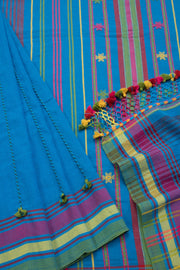 Blue Handloom Bhujodi Kala Cotton Saree 10069854 - Avishya