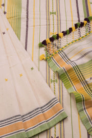 Beige Handloom Bhujodi Kala Cotton Saree 10069855 - Avishya