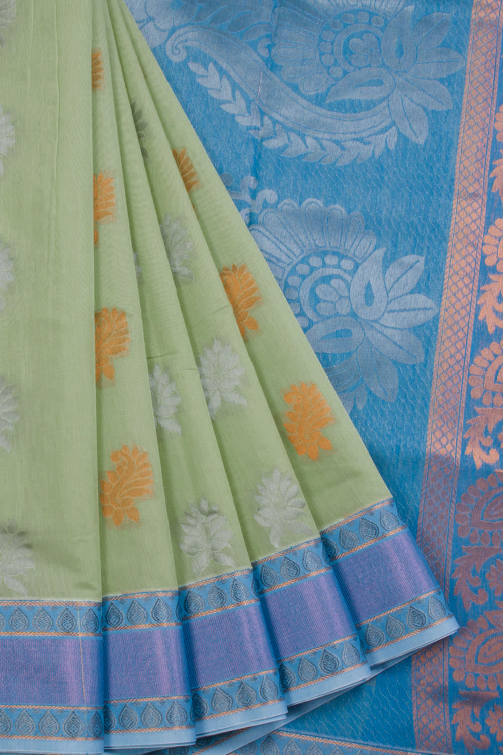 Green South Silk Cotton Saree 10069861- Avishya