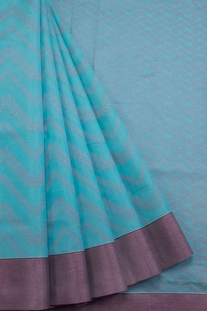 Blue South Silk Cotton Saree 10069878 - Avishya