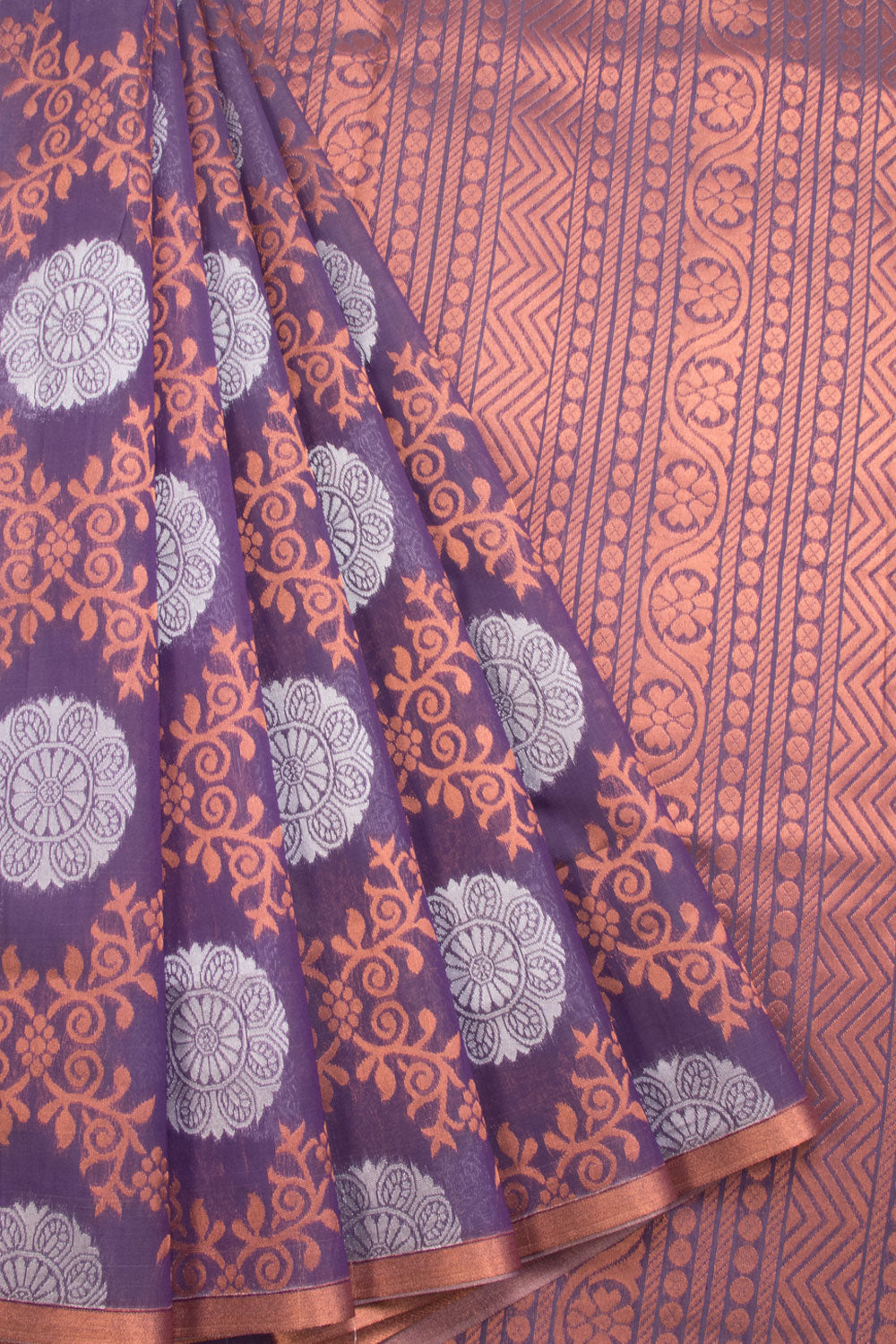 Purple South Silk Cotton Saree 10069886 - Avishya