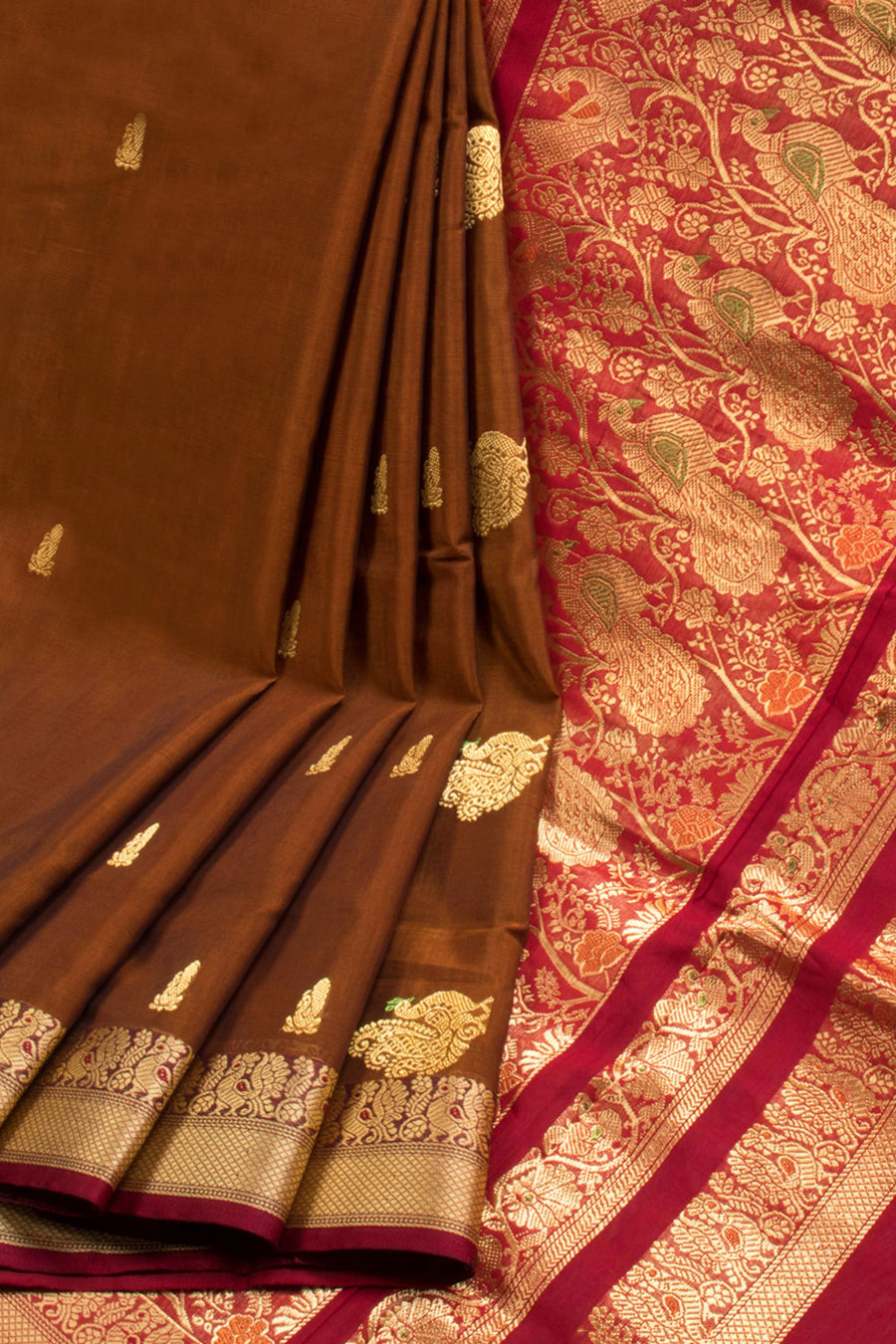 Brown Madurai Silk Cotton Saree 10069895 - Avishya
