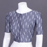Grey Handcrafted Ikat Cotton Blouse Without Lining 10069942 - Avishya