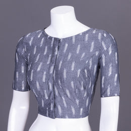 Grey Handcrafted Ikat Cotton Blouse Without Lining 10069942 - Avishya