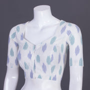 White Handcrafted Ikat Cotton Blouse Without Lining 10069947 - Avishya