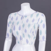 White Handcrafted Ikat Cotton Blouse Without Lining 10069948 - Avishya