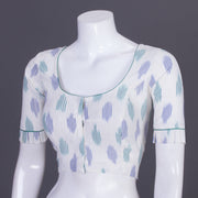 White Handcrafted Ikat Cotton Blouse Without Lining 10069949 - Avishya