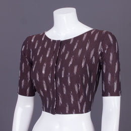 Brown Handcrafted Ikat Cotton Blouse Without Lining 10069959 - Avishya