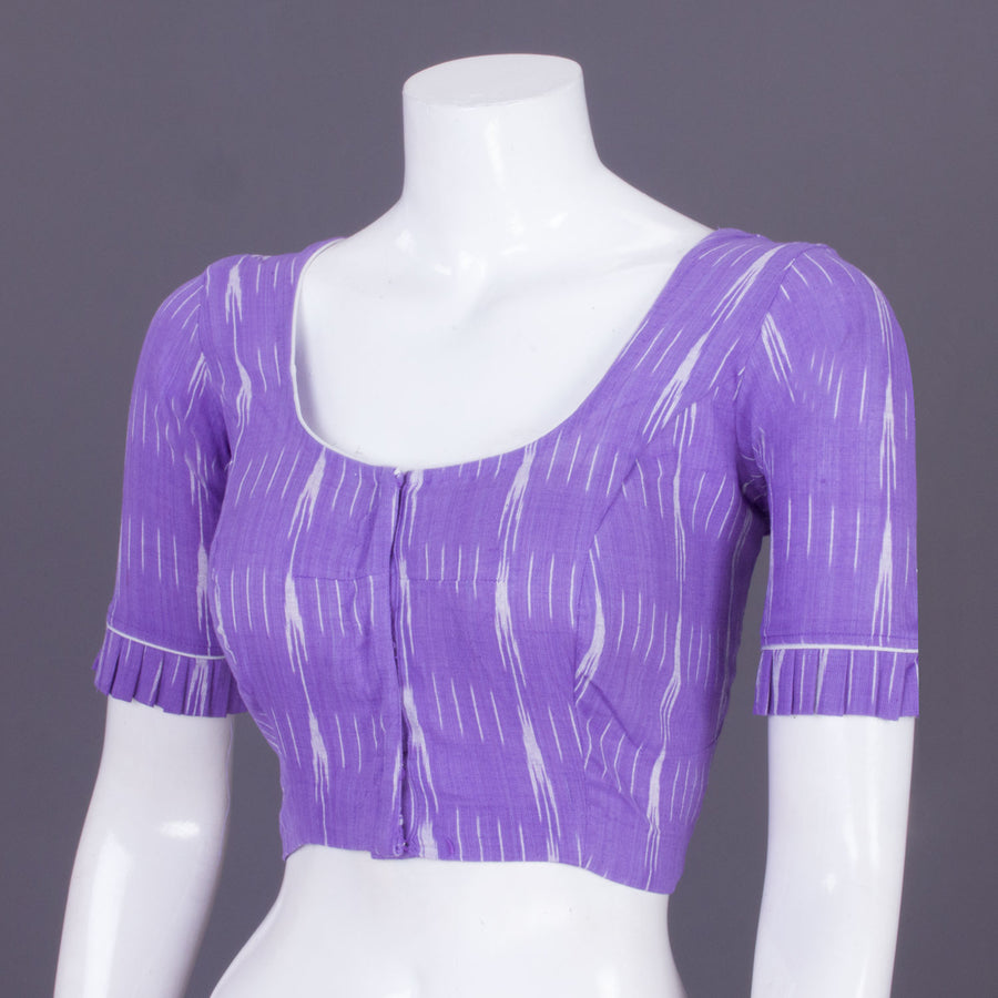 Lavender Handcrafted Ikat Cotton Blouse 10069965 - Avishya