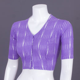 Lavender Handcrafted Ikat Cotton Blouse Without Lining 10069967 - Avishya