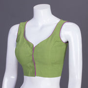 Green Aari Embroidered Mangalgiri Cotton Blouse 10069976 - Avishya