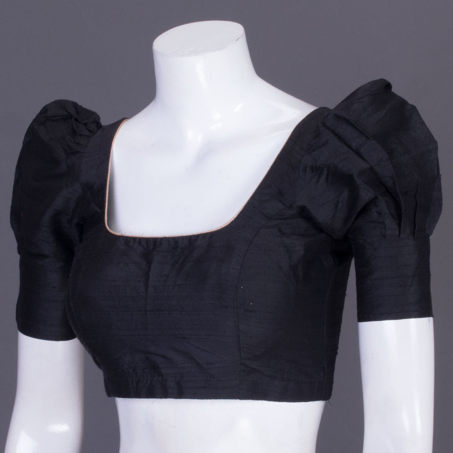 Black Handcrafted Raw Silk Blouse 10069979 - Avishya
