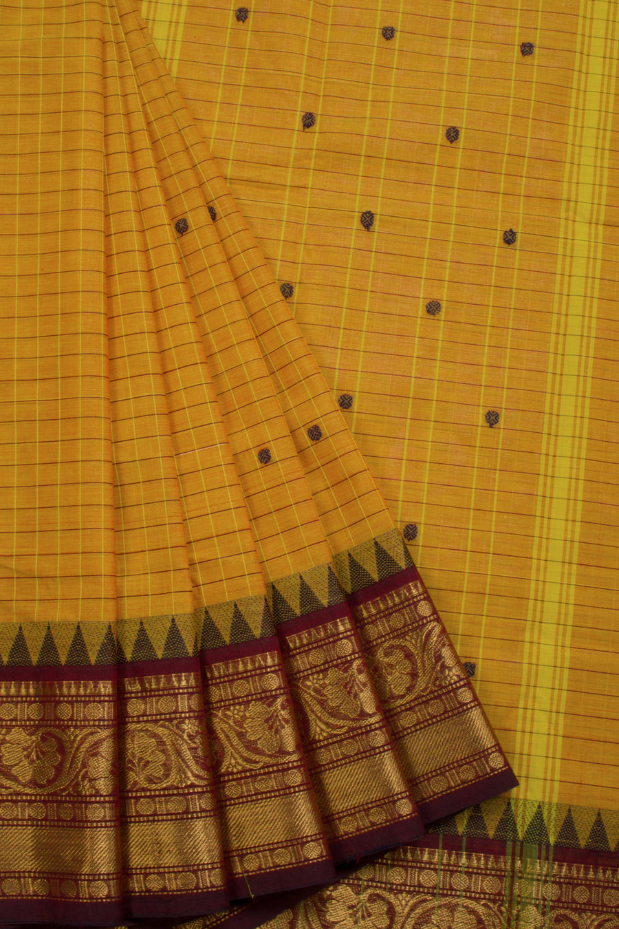 Yellow Handloom Chettinad Cotton Saree 10069991 - Avishya