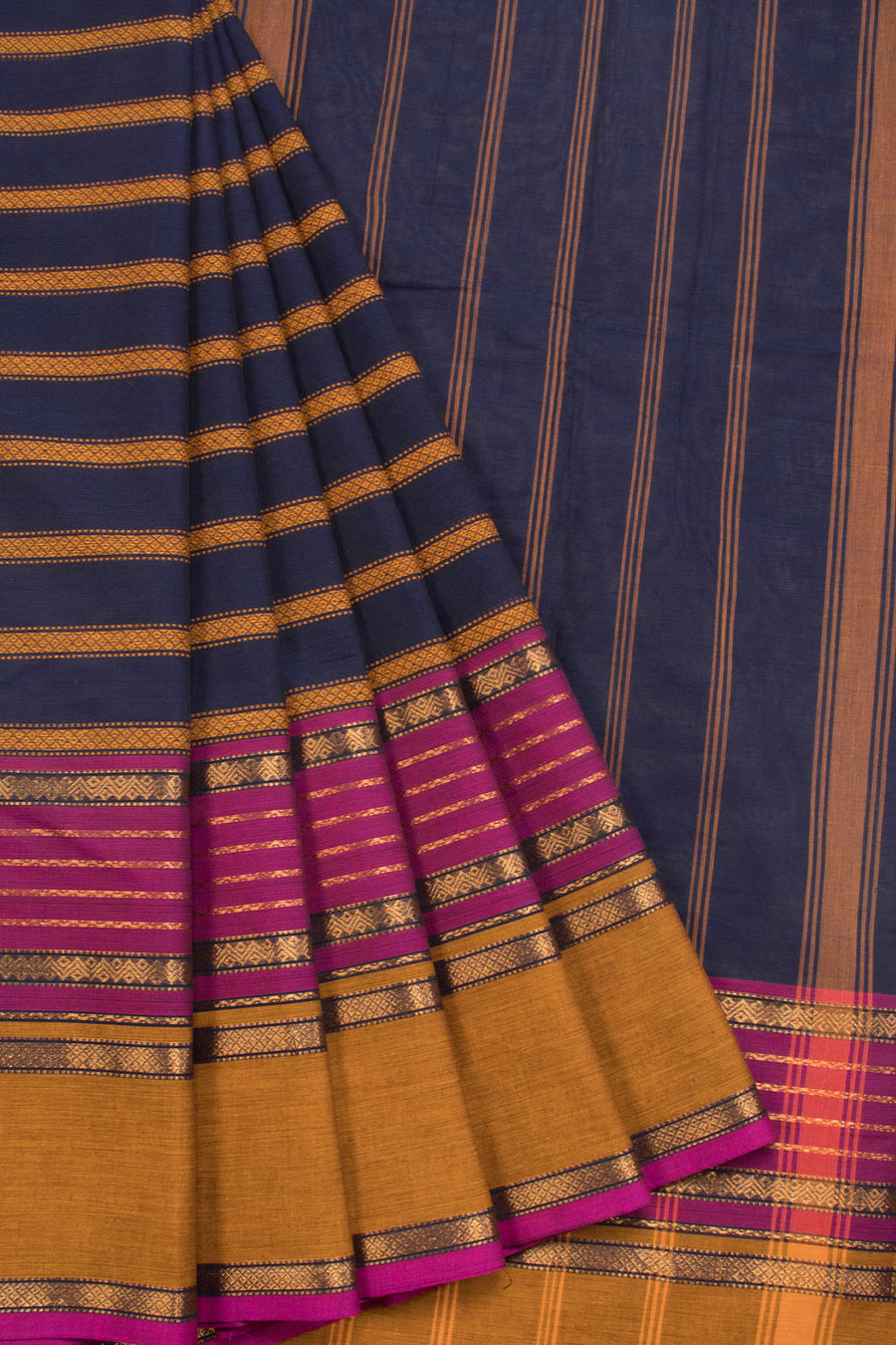 Blue Handloom Chettinad Cotton Saree 10069998 - Avishya