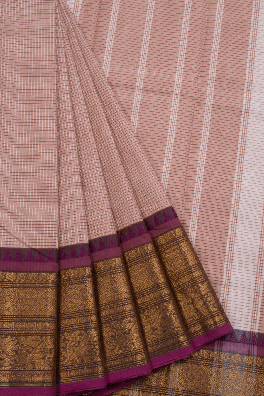 Brown Handloom Chettinad Cotton Saree 10070004 - Avishya