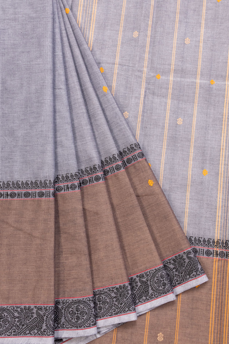 Grey Handloom Chettinad Cotton Saree 10070046 - Avishya