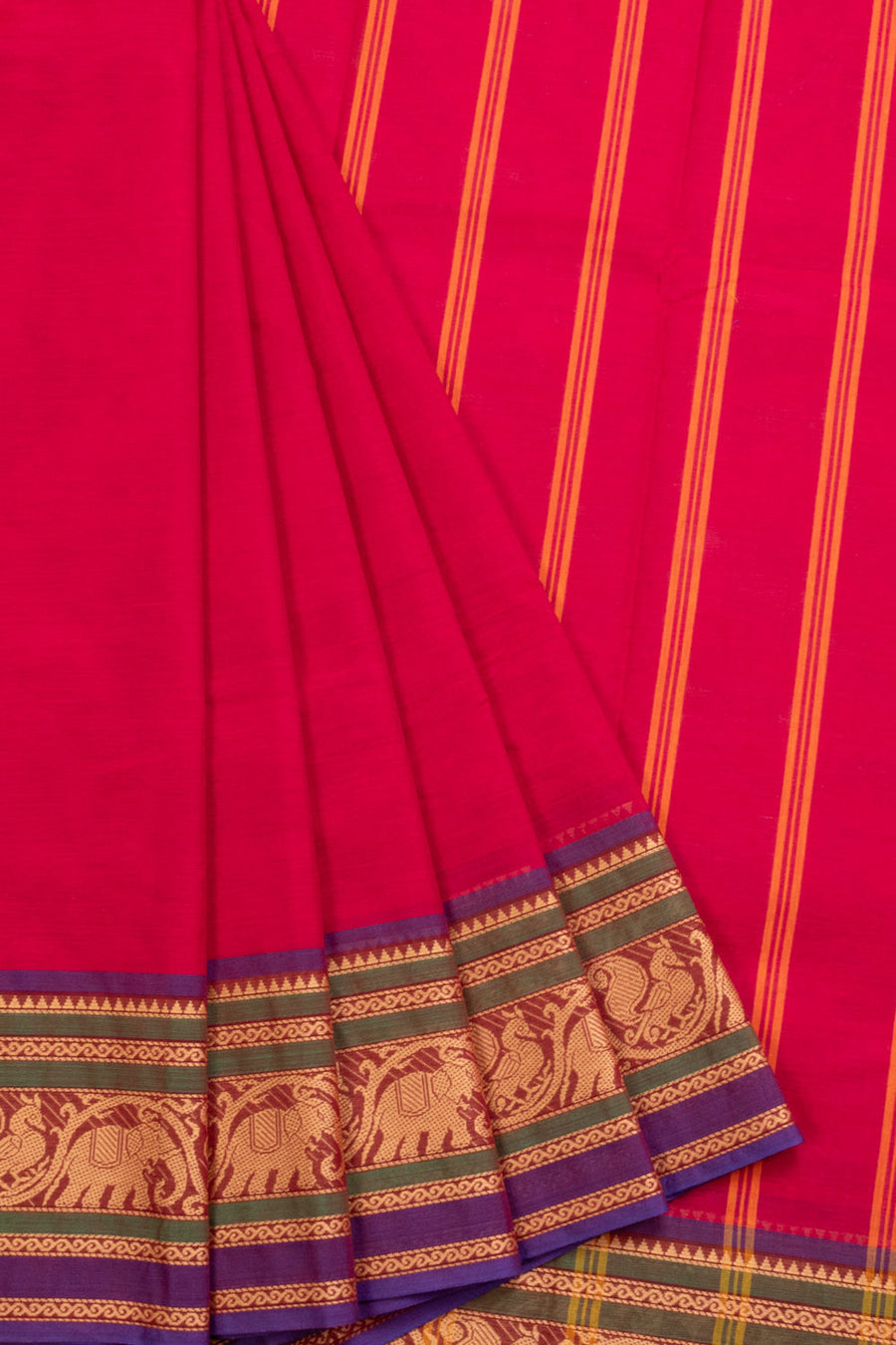 Magenta Handloom Chettinad Cotton Saree 10070077 - Avishya