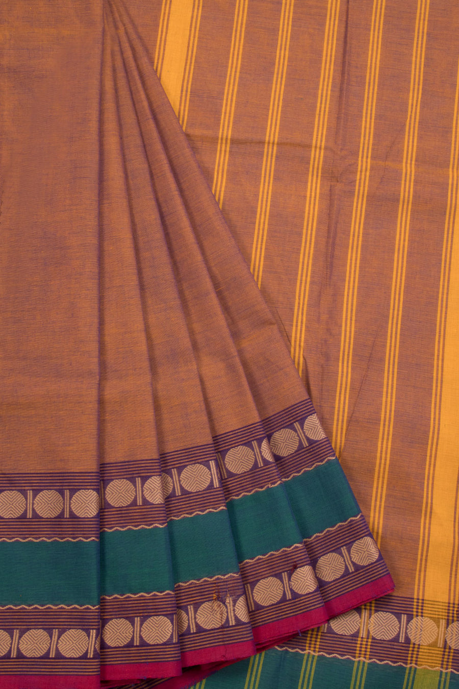 Dual Tone Orange Handloom Chettinad Cotton Saree 10070080 - Avishya
