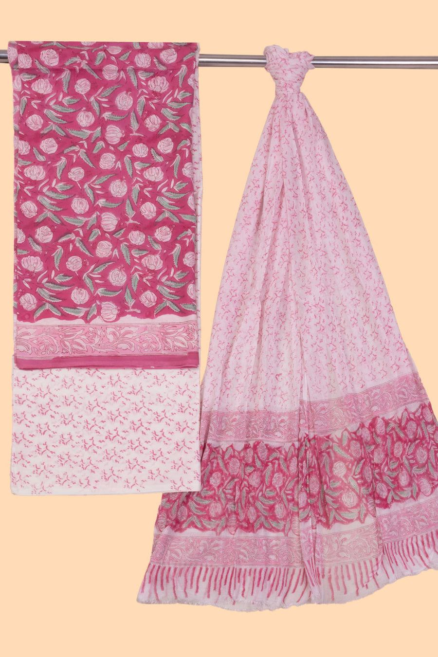 Pink 3-Piece Mulmul Cotton Salwar Suit Material
