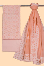 Baby Orange Solid Style Cutwork Applique Embroidered Cotton 3 Piece Salwar Suit Material 10070142