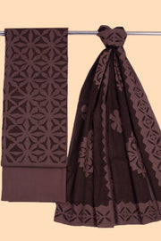  Brown Solid Style Cutwork Applique Embroidered Cotton 3 Piece Salwar Suit Material 10070153