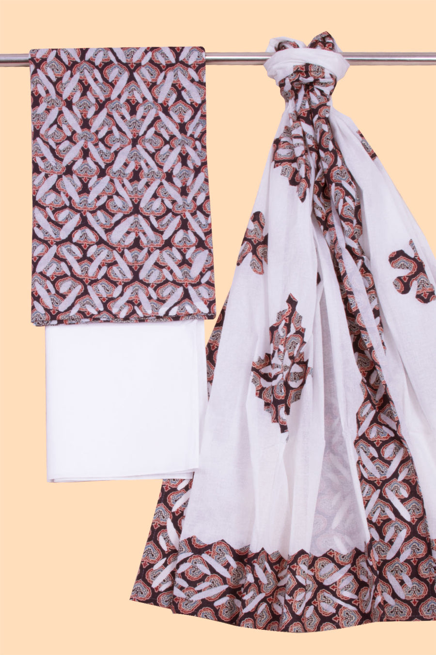 Black Barmer Applique Embroidered Cotton 3 Piece Salwar Suit Material 10070181