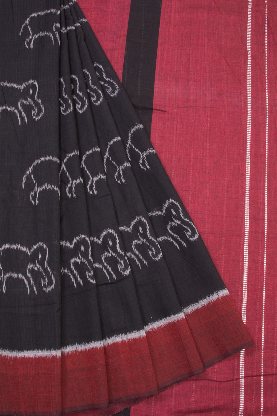 Black Handloom Maniabandha Ikat Cotton Saree