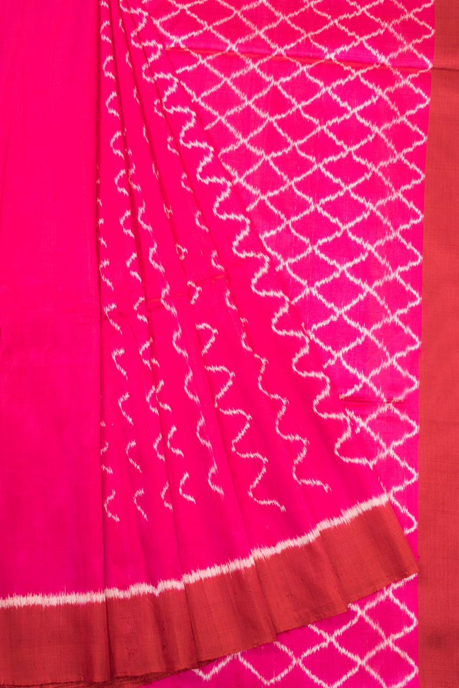 Bright Pink Handloom Odisha Mulberry Silk Saree