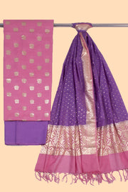 Onion pink 3-piece Banarasi Silk Salwar Suit Material 10070356