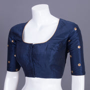 Navy Blue Aari Embroidered Tussar Silk Blouse 10077718