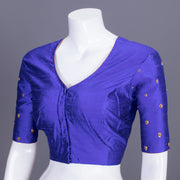 Blue Aari Embroidered Tussar Silk Blouse 10077723