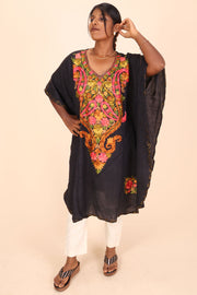 Black Sozni Embroidered Cotton Kaftan 10070455