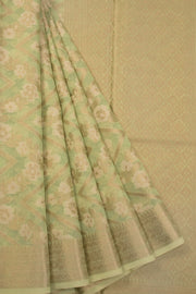 Mint Green Handloom Banarasi Silk Cotton Saree 10070491