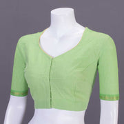 Green Aari Embroidered Mangalgiri Cotton Blouse 10077752