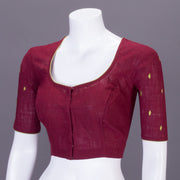 Maroon Slub Cotton Embroidered Blouse 10070769