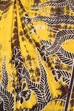 Yellow Batik Tussar Silk  Saree 
