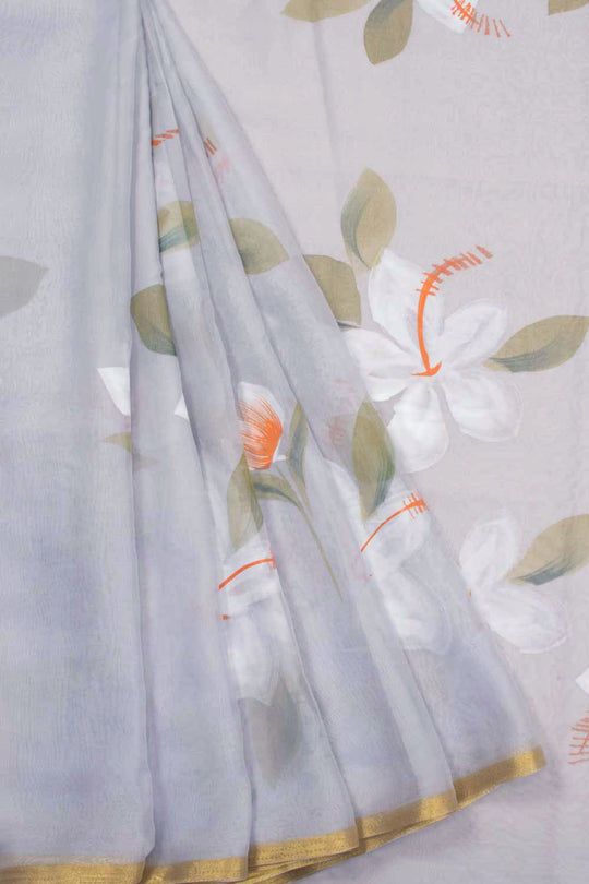 Canvas Charm (Hand Painted Chiffon Green Saree)