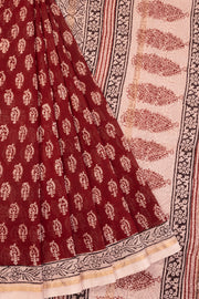 Deep Maroon Bagh Printed Silk Cotton Saree 10071007 - Avishya