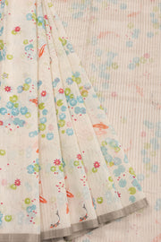 White Handloom Printed Chanderi Saree 10071042