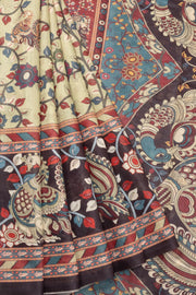 Apple Green Printed Kalamkari Malai Cotton Saree